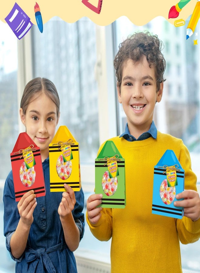 أكياس هدايا حلوى العودة إلى المدرسة من FoszaSzept، 36 قطعة، حامل حلوى ثلاثي الأبعاد بتصميم كرتوني، حامل حلوى شفاف، تخزين وجبات خفيفة، تغليف بسكويت لحفلات المدرسة، مناسب للمعلمين والطلاب (ألوان شمعية) - Image 4